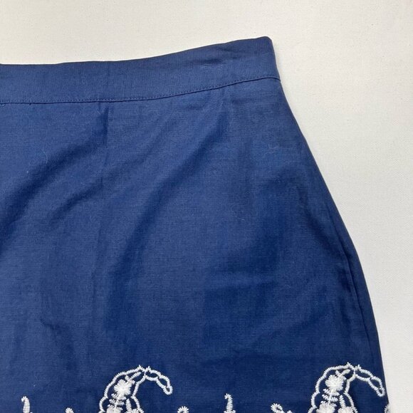 Mi Ami Womens A Line Skirt Navy White Paisley Mini Lined Embroidered Boho S - Picture 3 of 11